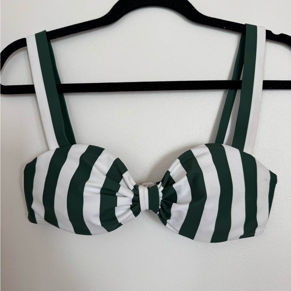 Minnow Swim Green and White Charleston Striped Bikini Top